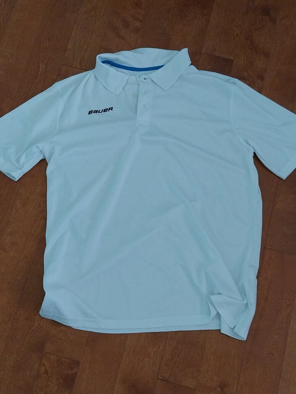 Bauer Men's White Polo with Subtle Blue Trim